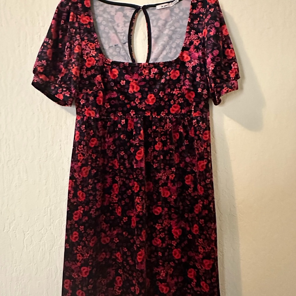 Floral Red and Black Dress
